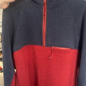 Men's Red and Blue Half-Zip Sweater